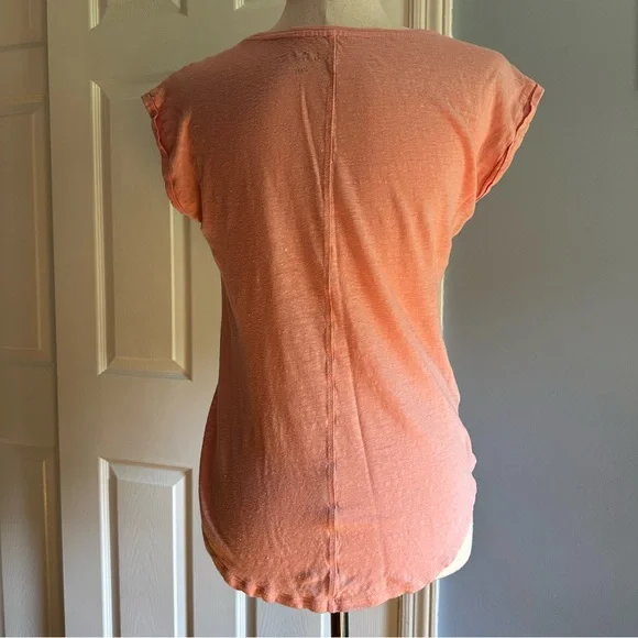 Loft Peach Linen Short Sleeve Top Size Small - Picture 2 of 5
